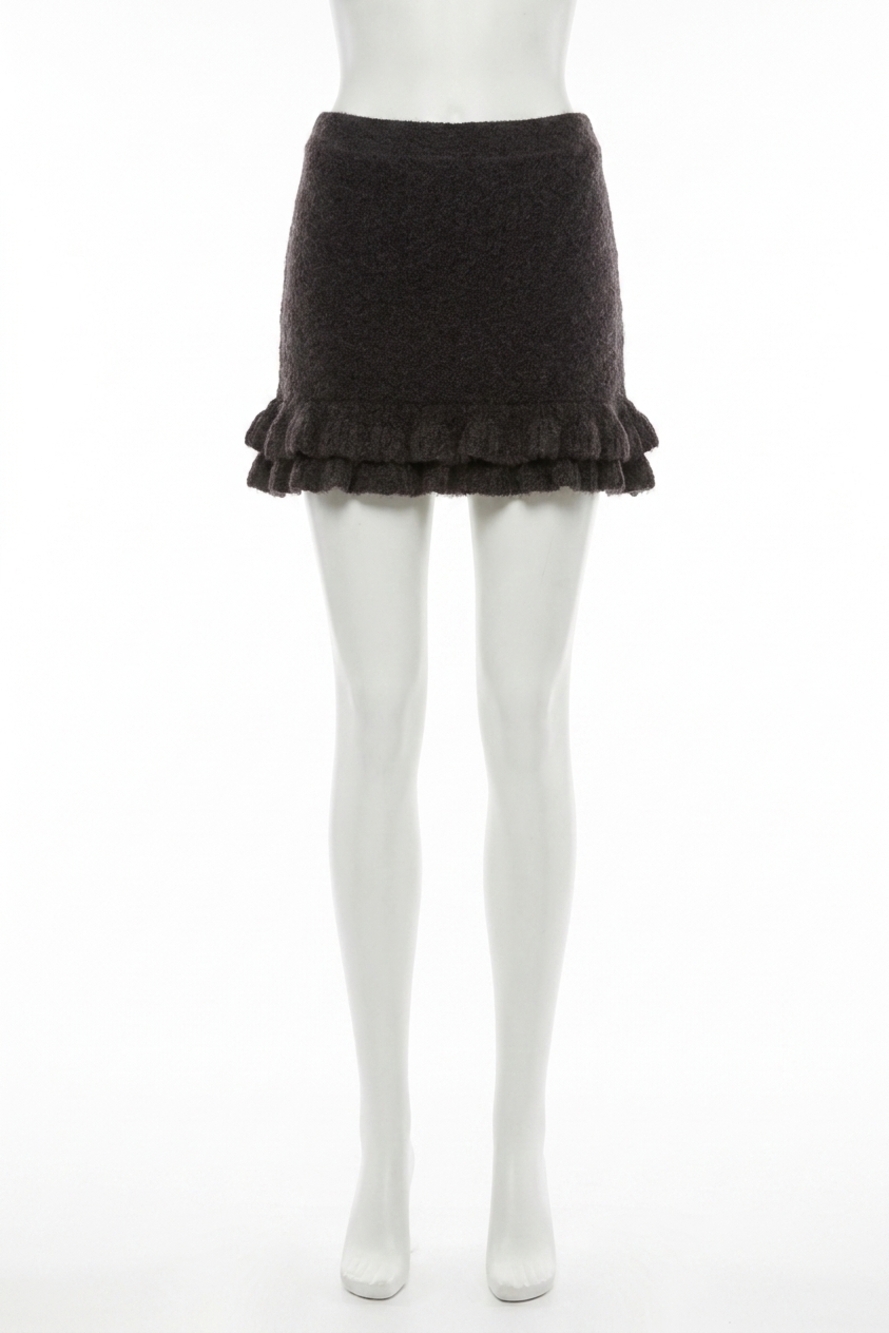 NEW ENDLESS ROSE knit ruffles mini skirt in black